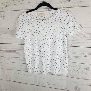 Loft Outlet Womens Sweater White Polka Dot Short S